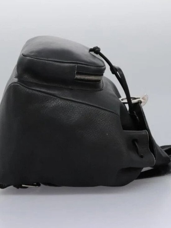 Salvatore Ferragamo Gancini Backpack Leather Black Silver Auth EC696 main image 14